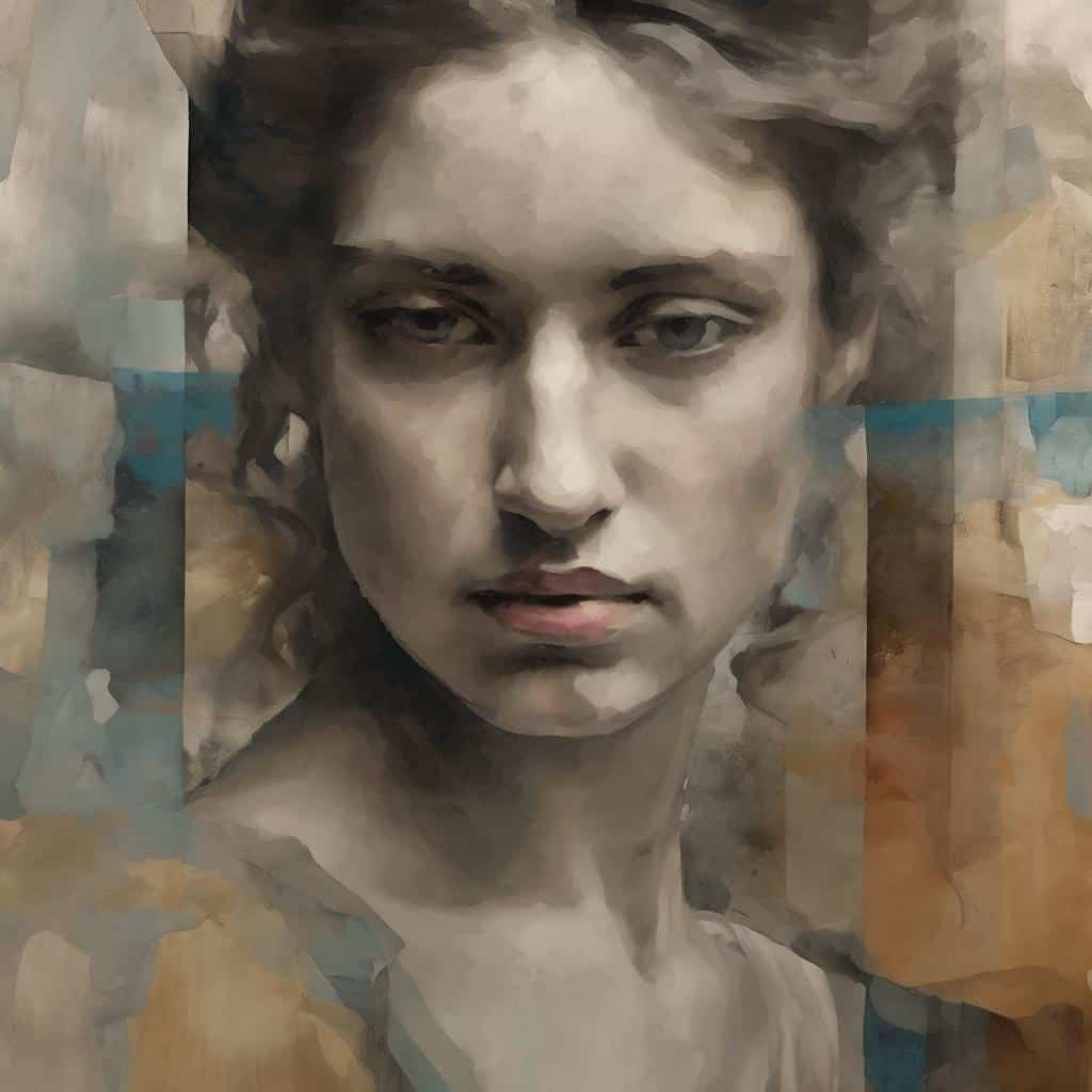 Ανθρώπινη μορφή σε ψηφιακή ζωγραφιά, κατάλληλη για την κατηγορία σπουδαίων καλλιτεχνών της ανθρωπότητας, με έμφαση στη ρεαλιστική απεικόνιση και την εκφραστικότητα.